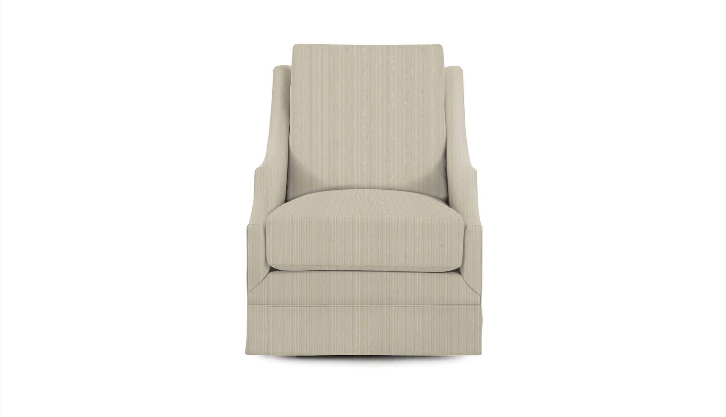 Chair in Beige striped fabric intended for use in home decor and upholstery.