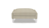 Ottoman in Beige striped fabric intended for use in home decor and upholstery.