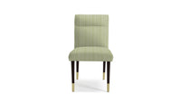 chair in fabric featuring a small scale striped pattern in light green color