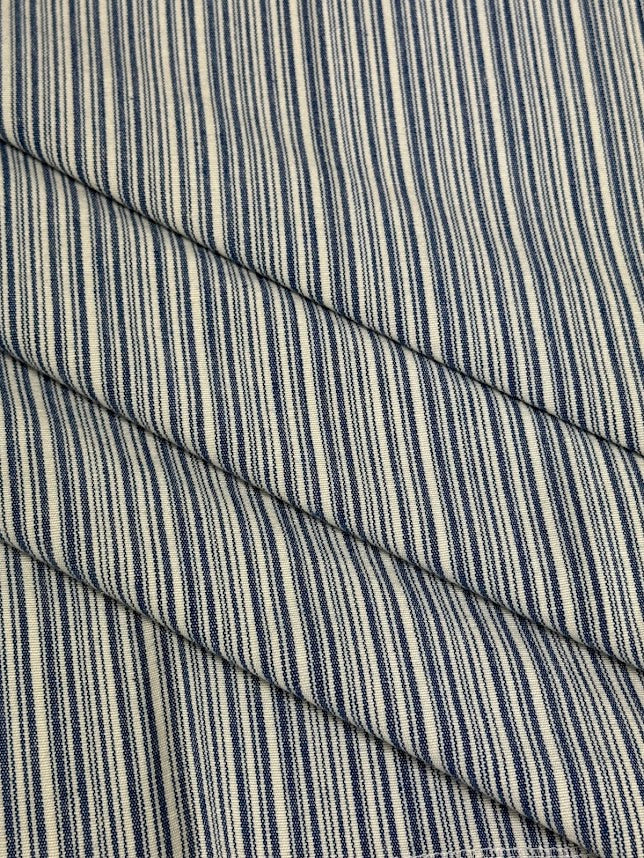 Close-up of blue and white striped fabric