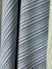 Close-up of blue and white striped fabric