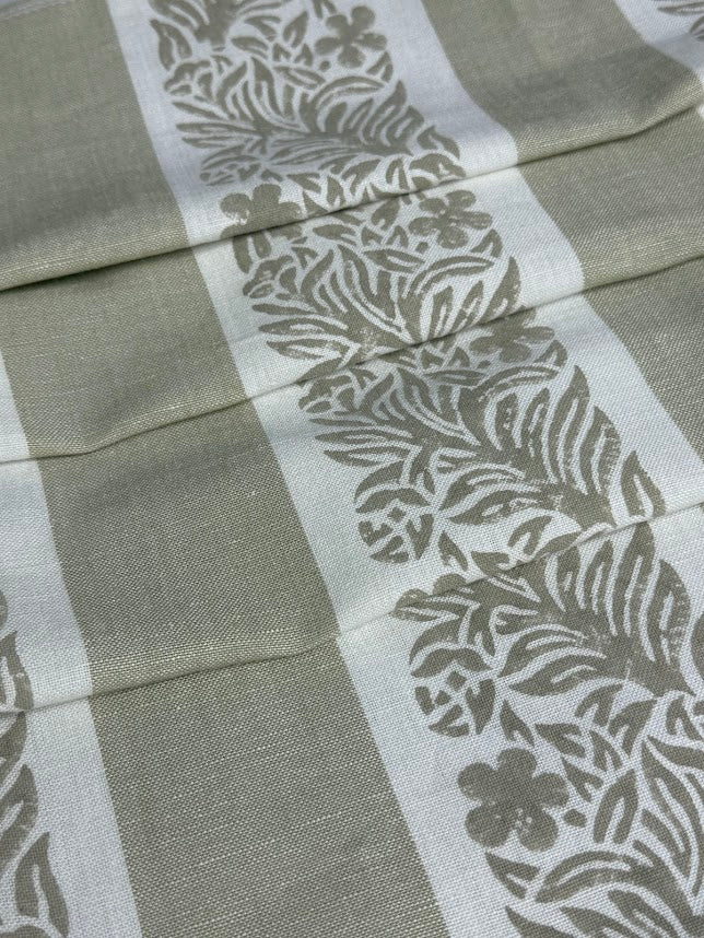Striped floral patterns on a white and beige background