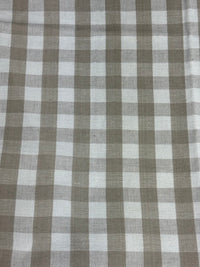 Linen fabric with a small check pattern, in beige and white colors.