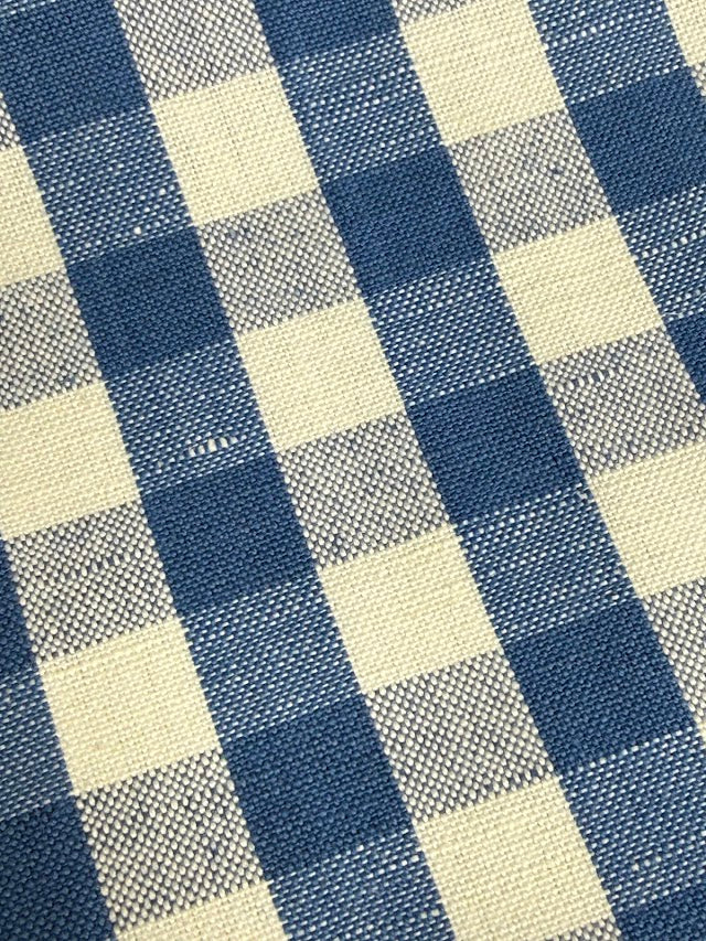 Close-up of blue and white checkered fabric
