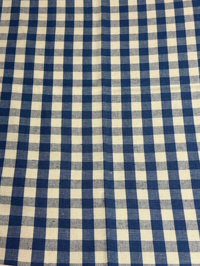 Blue and white checkered fabric pattern