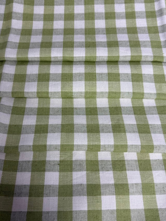 Green and white checkered fabric