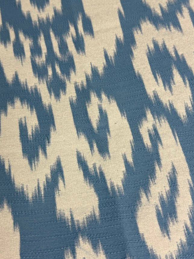 fabric featuring a damask pattern in French Blue color, with a detailed and ornate design