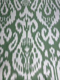 Patterned fabric with green and white design