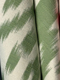 Close-up of green and white patterned fabric