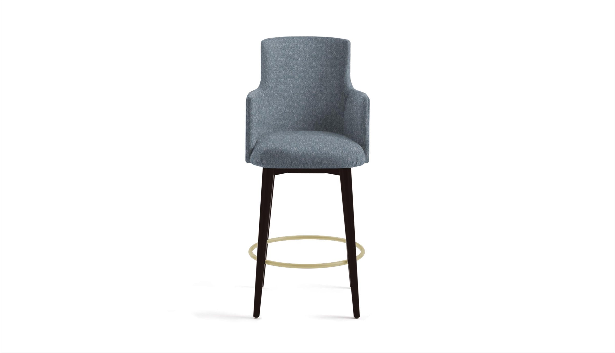Stool in blue herringbone fabric