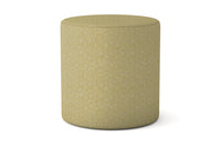 Yellow cylindrical ottoman on a white background
