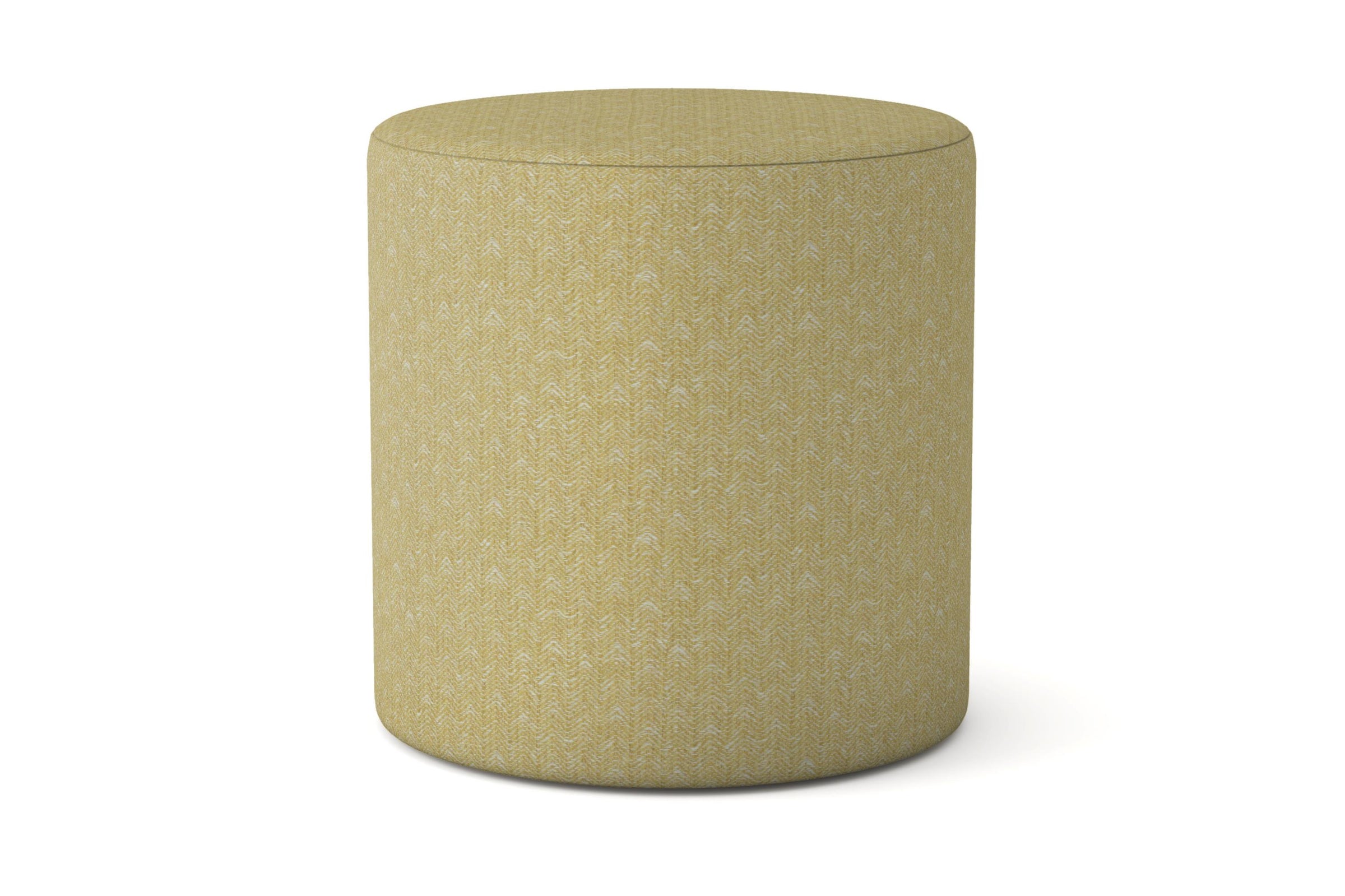 Yellow cylindrical ottoman on a white background