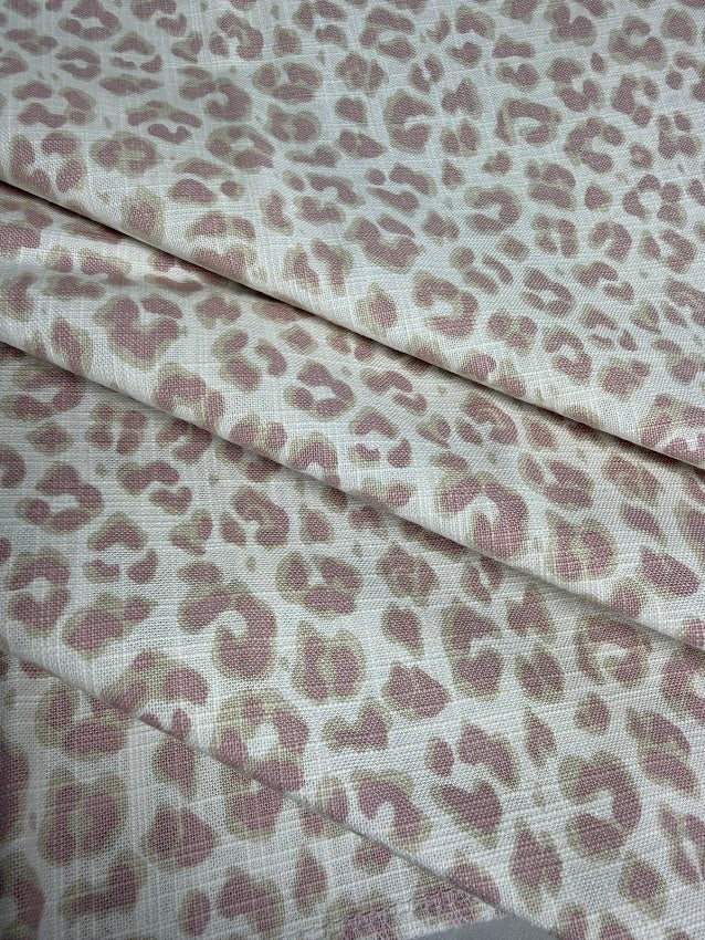 Leopard print fabric in lavender and beige