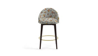 Stool with fabric in yellow, red and blue