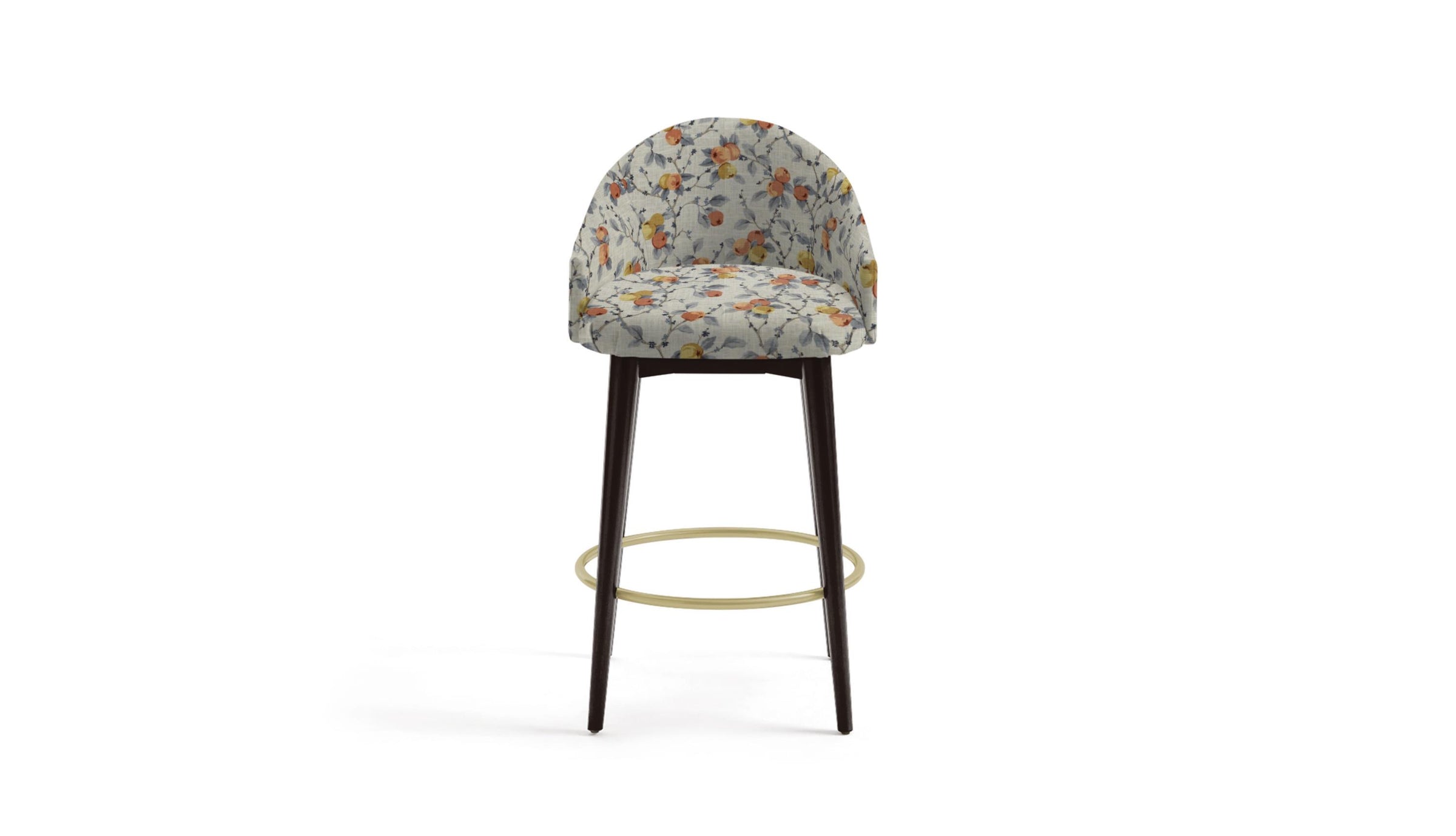 Stool with fabric in yellow, red and blue