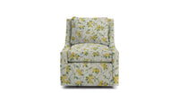 Chair with yellow and green fruit and vine fabric