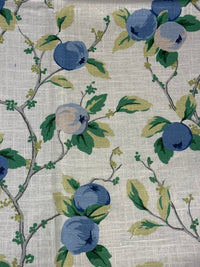 Fabric with blueberry pattern on a neutral background
