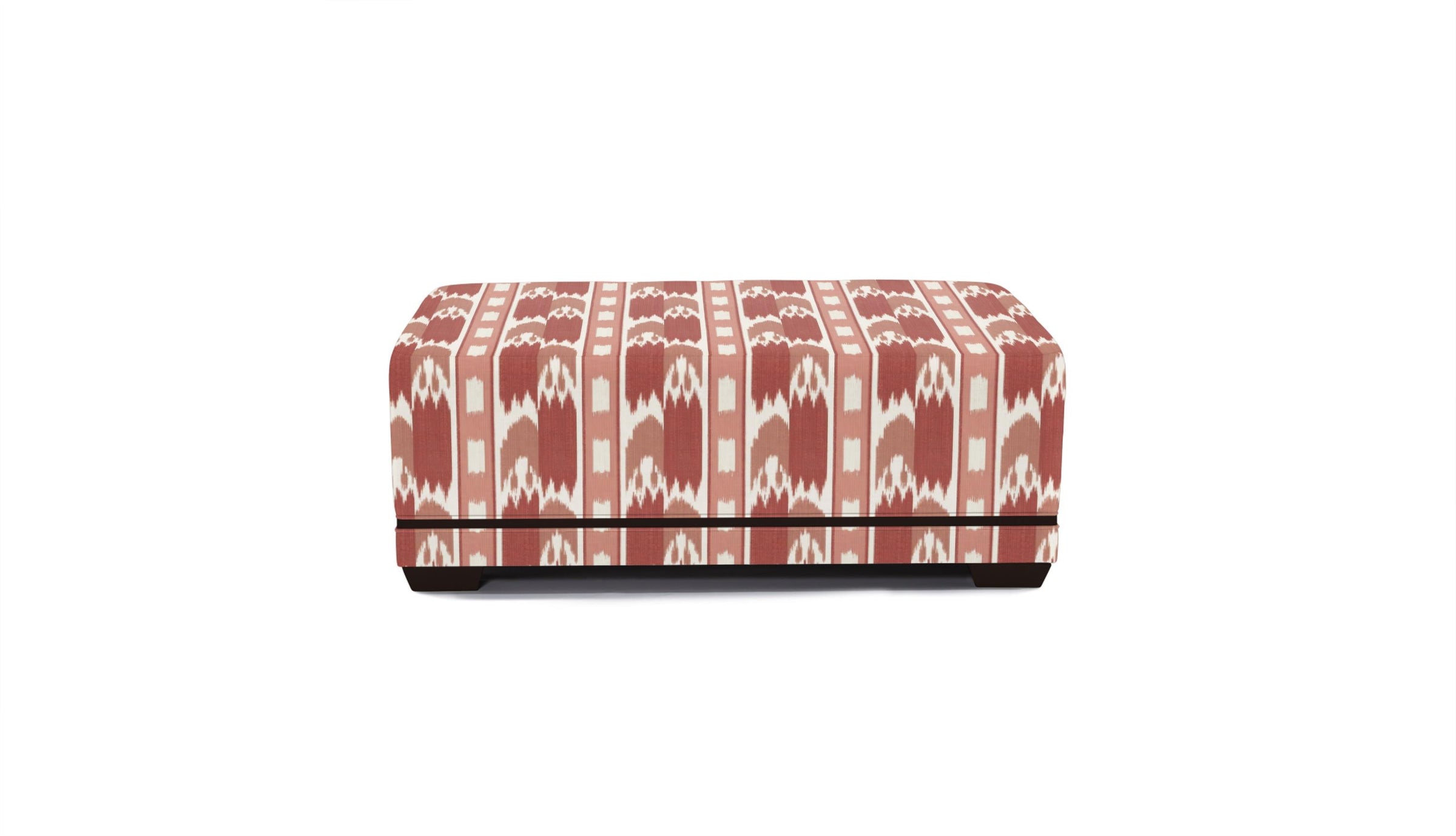 Leighton coffee ottoman with a red and white pattern on a white background