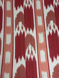 Textile with red and white geometric pattern