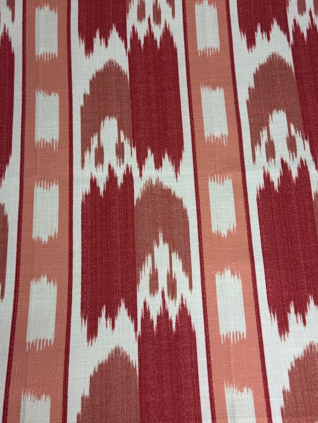Textile with red and white geometric pattern