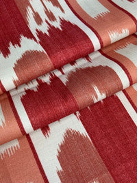 Close-up of red and white patterned fabric