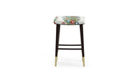 Stool in multicolor floral stripe fabric 