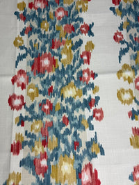 Close-up of a fabric with a floral pattern on a white background