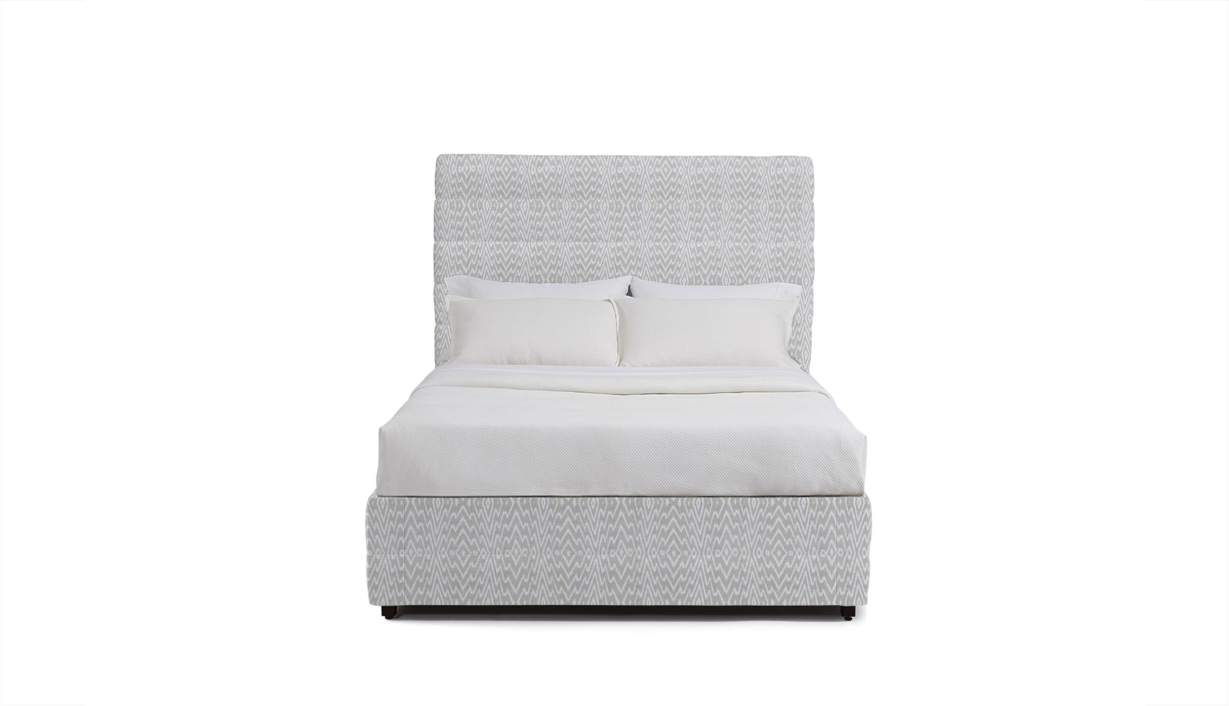 Stanford horizontal channeled high gray woven headboard on a white background