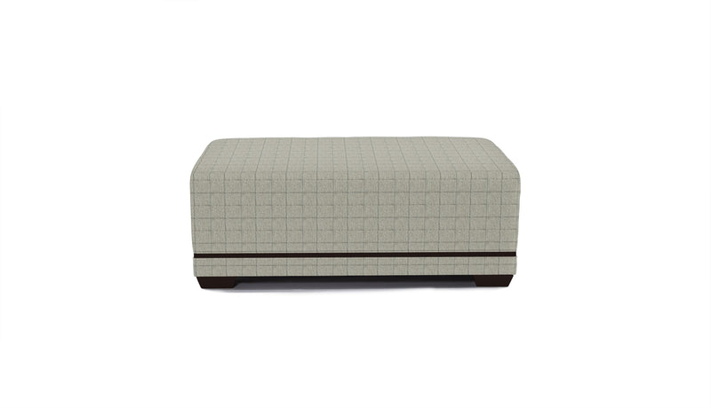 Leighton Rectangular ottoman with a checkered pattern on a white background