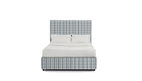 Bedframe in checkered blue fabric