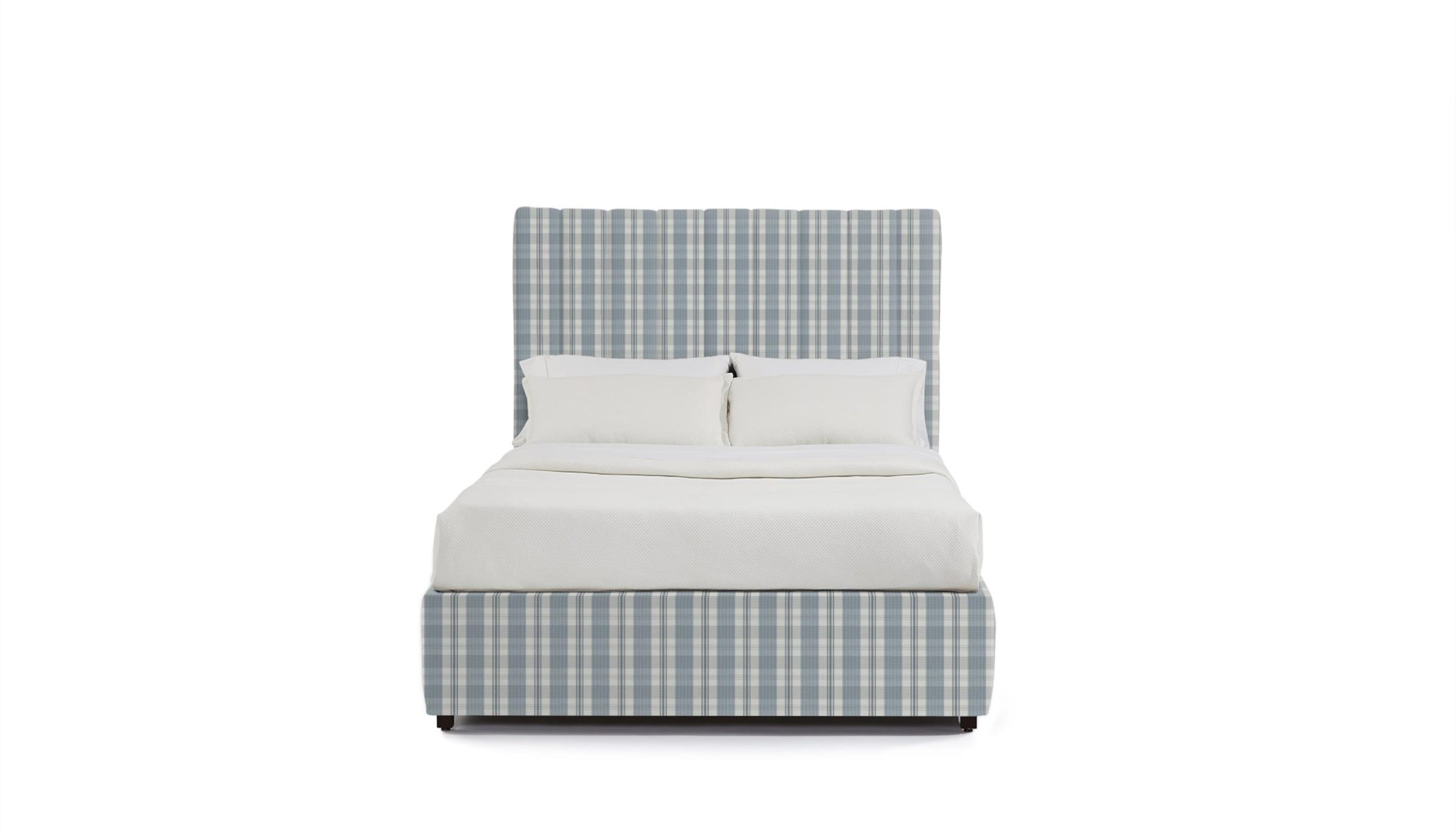 Bedframe in checkered blue fabric