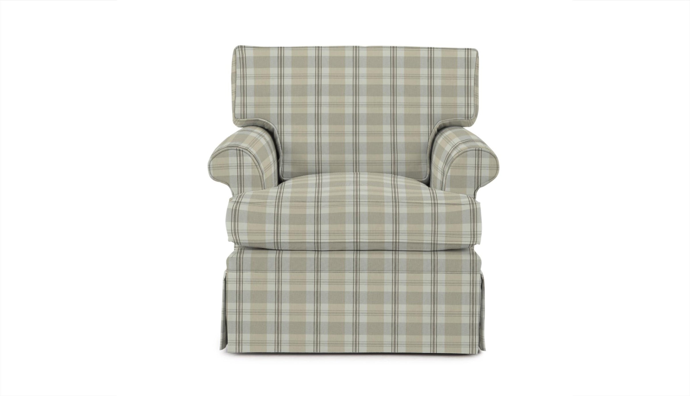 Checkered patterned fabric on chair