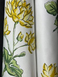 close up yellow floral fabric