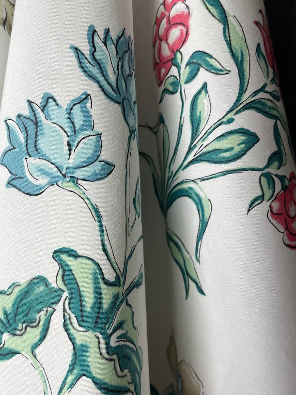 Close up of cotton floral fabric