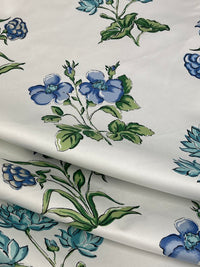 Folded blue floral fabric