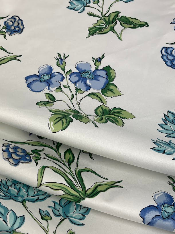 Folded blue floral fabric