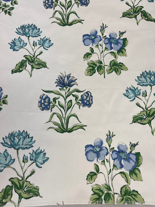 Blue floral fabric in cotton